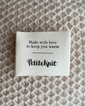 PetiteKnit label "Made with love to keep you warm"